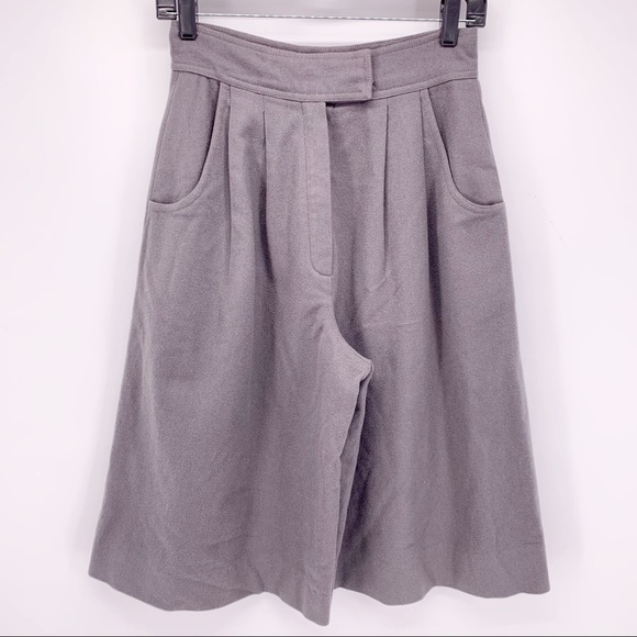 Vintage Pants - VINTAGE High Waist Wide Leg Cropped Wool Pants